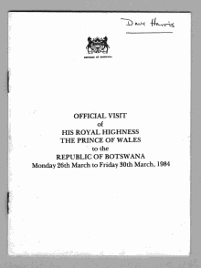 The programme for Prince Charles's visit